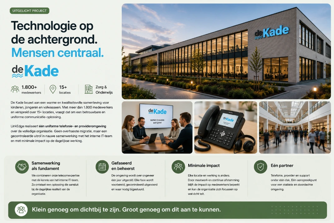 Netwerk en WiFi project gerealiseerd voor De Kade door LinkEdge